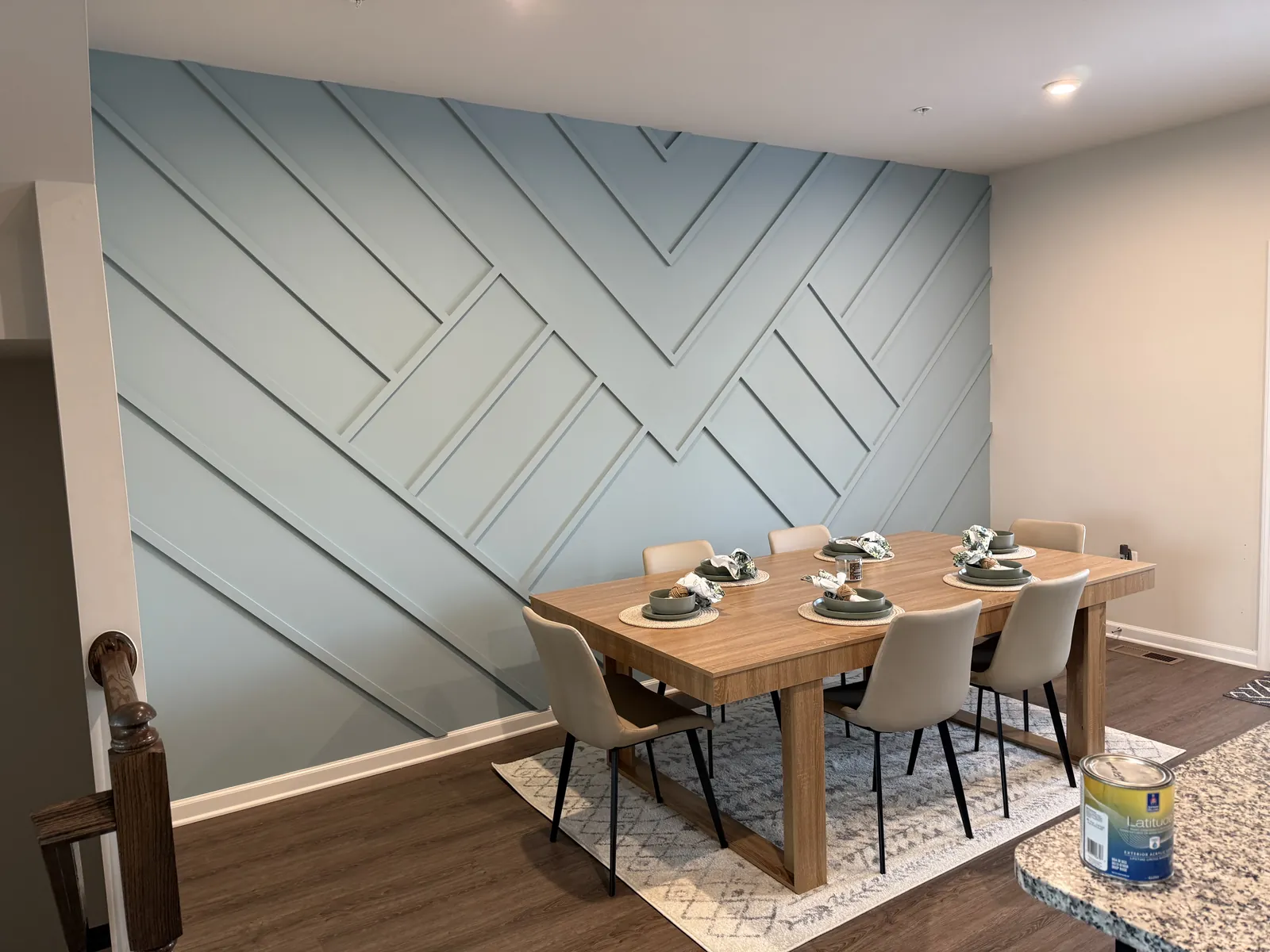 Finished custom accent wall with painted trim, residential interior remodeling Montgomery County MD region