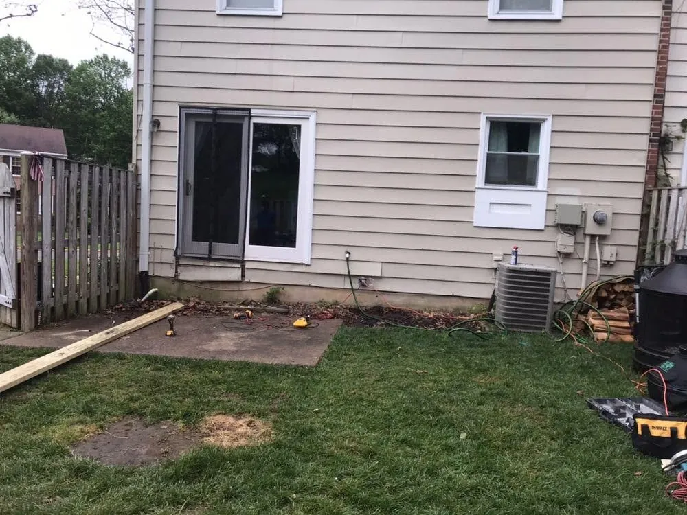 Rear yard before new deck construction: home exterior upgrade, Burke VA region